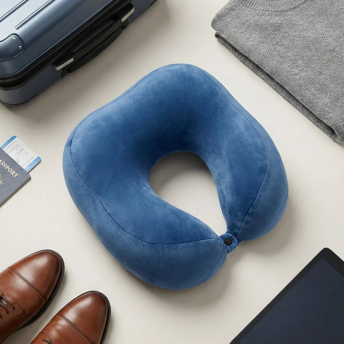 Memory foam travel pillow with luggage and passport for travel comfort