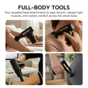 Cordless massage gun with multiple attachments for full body muscle therapy and recovery