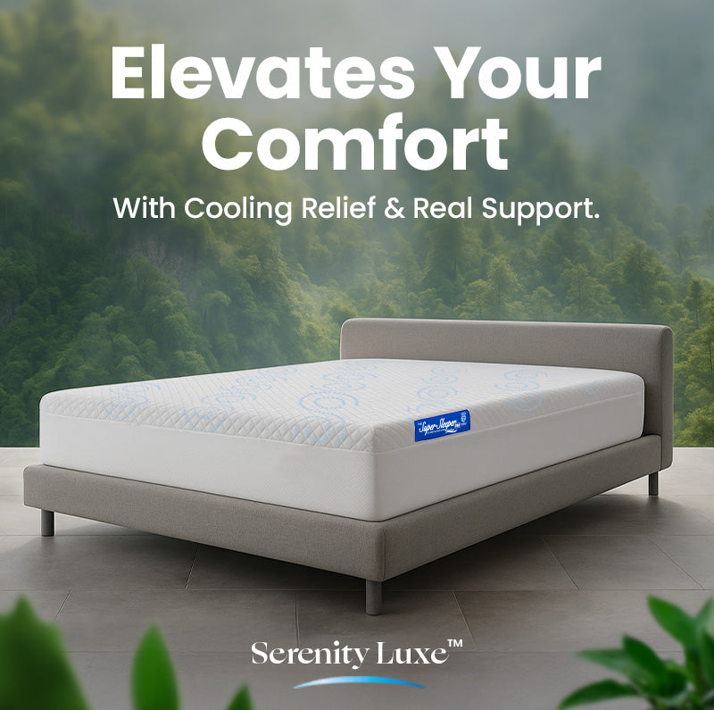 Mattress on a bed with lush green cooling feels