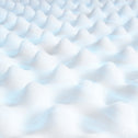 Abstract pattern of wavy white lines on a light blue background