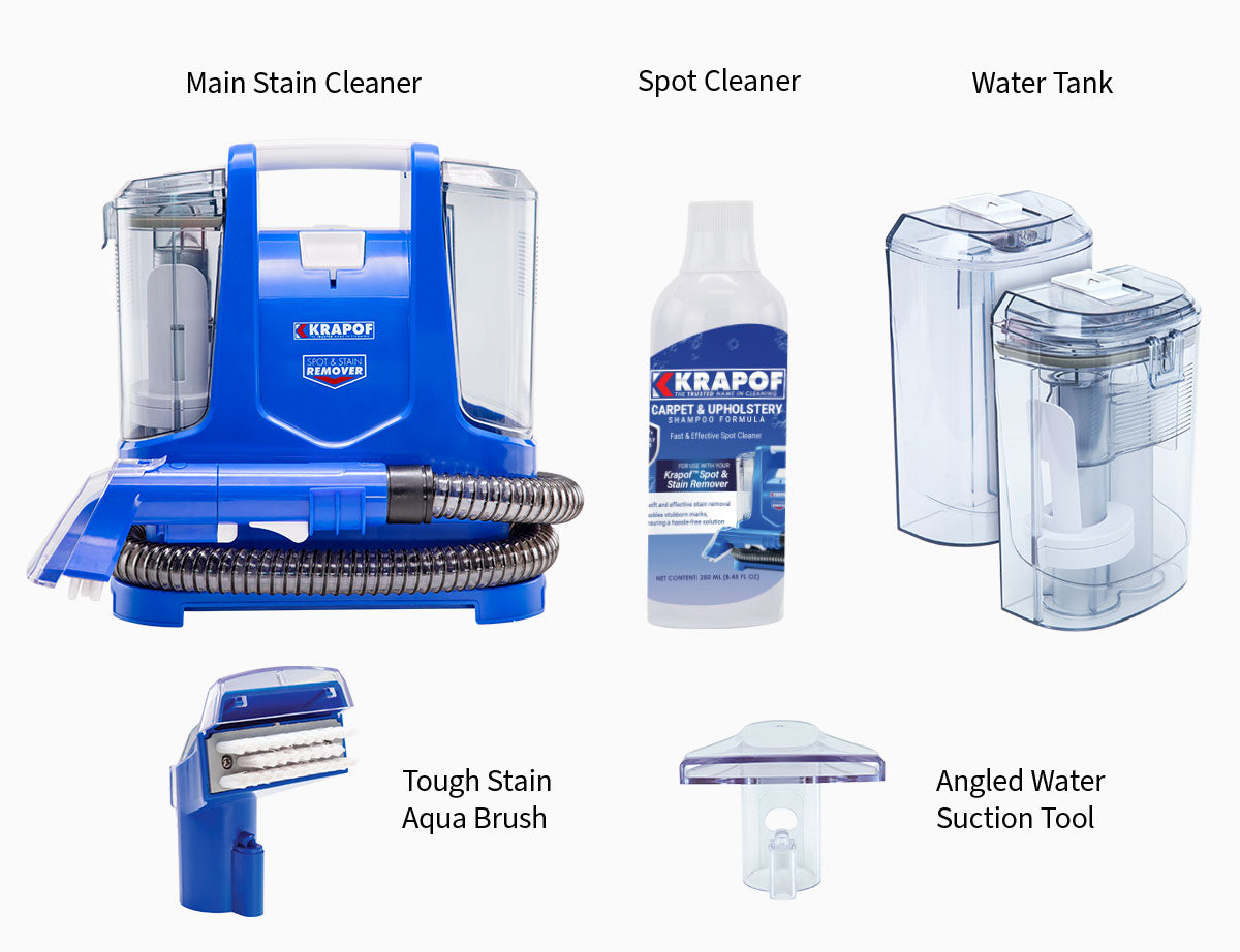 KRAPOF® Spot & Stain Portable Remover for Tough Cleaning Challenges + BONUS Cleaning Solution