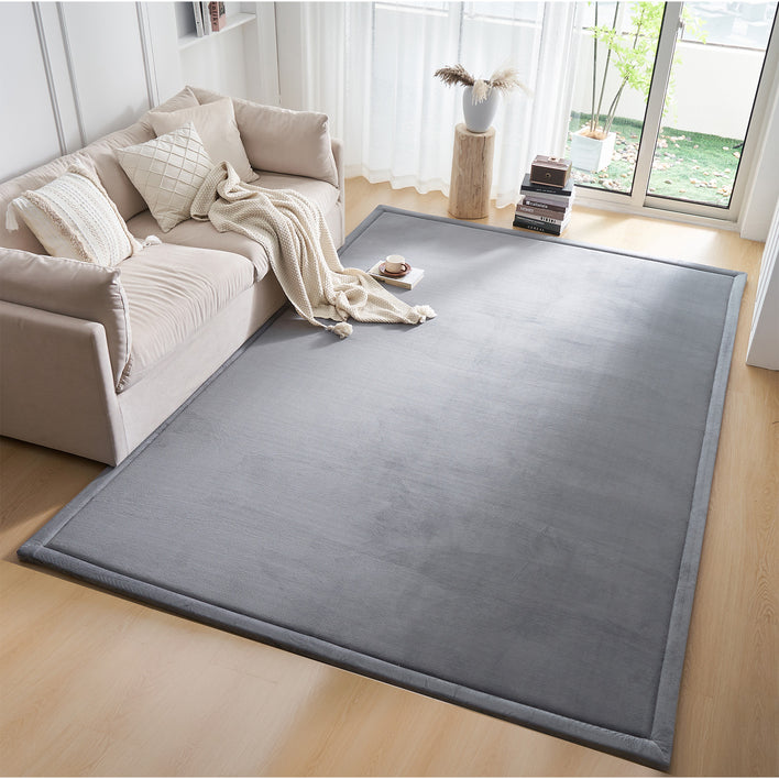 Smokey Gray tatami floor mat placed in a cozy living room, creating a comfortable tatami mat floor surface.