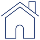 Super Sleeper Pro - 
                      
                        A simple blue outline of a house with a triangular roof, a rectangular chimney on the right side, and a rounded doorway in the center. 
                      