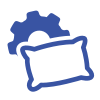 Super Sleeper Pro - 
                      
                        A blue icon showing a pillow in front of a gear, both on a light gray background. 
                      