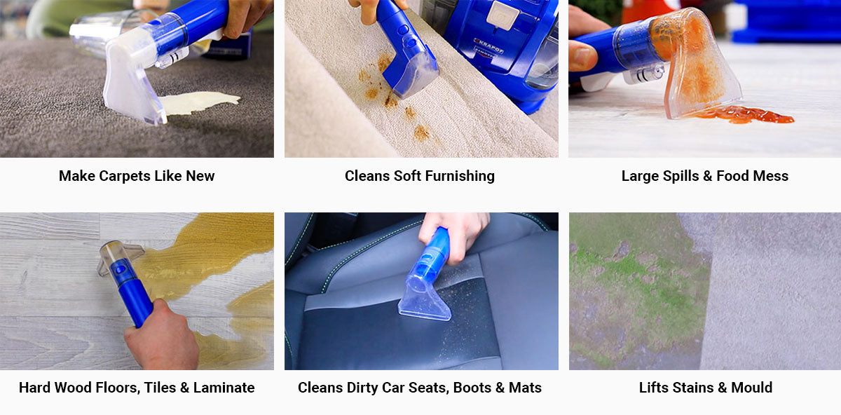 KRAPOF® Spot & Stain Portable Remover for Tough Cleaning Challenges + BONUS Cleaning Solution