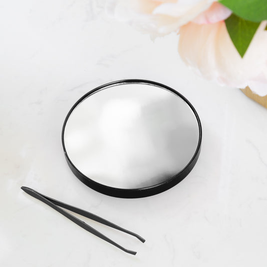 10x Magnification Mirror With Suction Base + Premium Precision Tip Tweezers
